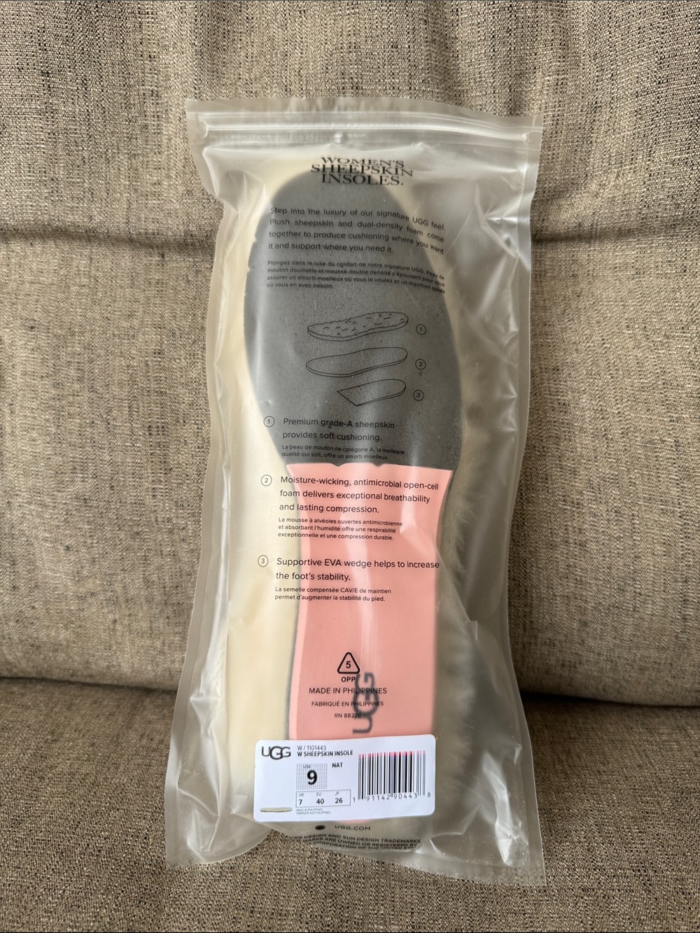 UGG Sheepskin Insoles in Cream and Pink